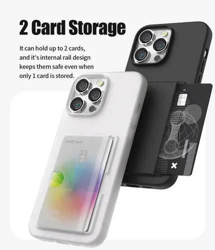 Vista 3 de GOOSPERY Rail 2 - Funda para tarjetas para iPhone 14 Pro Max, color negro, material de TPU, dos ranuras para tarjetas, protección ligera y suave