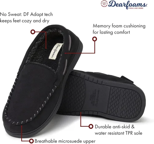Vista 4 de Dearfoams Mocasines Keaton de espuma viscoelástica para hombre con anchos anchos