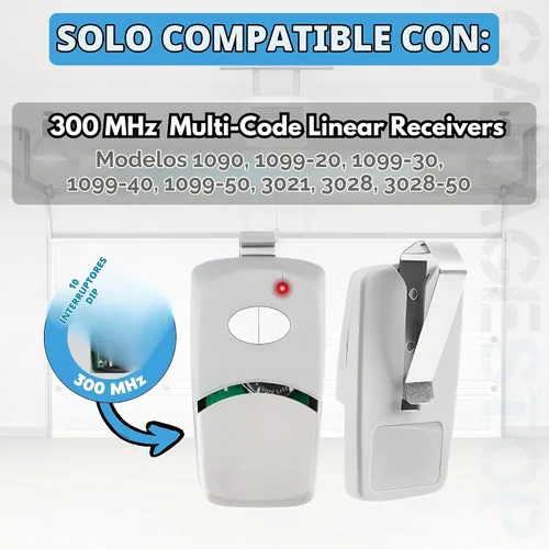 Vista 5 de GARAGE STOP para Linear Multi-Code Mando a distancia para puerta de garaje 3089 MCS412001 de 2 botones