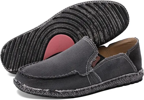 Vista 7 de Zapatos de lona sin cordones, antideslizantes, informales, planos, para exteriores, mocasines casuales para hombre de JAMONWU