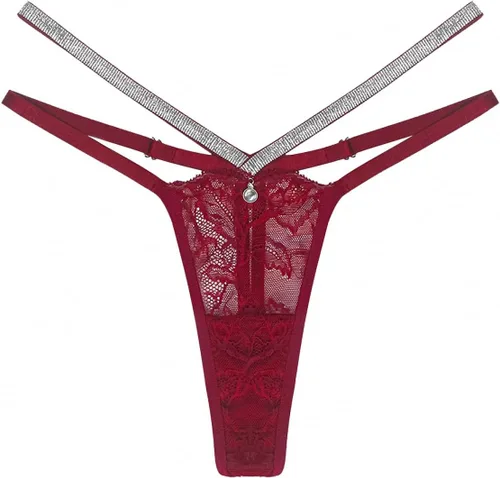 Vista 11 de Women G-String Butterfly Embroidery Lace T Back Bikini Underwear Low-Waist Thongs Briefs Negro (Black Lace)
