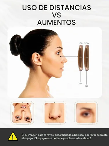 Vista 8 de OMIRO Espejo compacto con aumento de 15X, espejo pequeño de 3.5 pulgadas