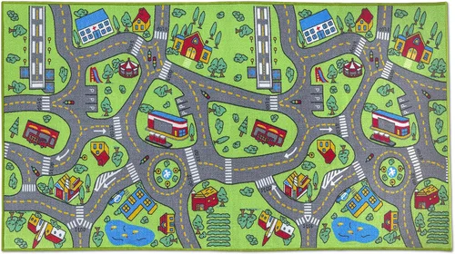 Vista 7 de Alfombra infantil con diseño de vida urbana, aprende a divertirse, educativa para niños, sistema de tráfico vial, centro de actividad multicolor