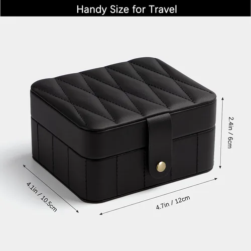 Vista 5 de KAMIER Organizador de viaje de joyería cajas de joyería portátiles de cuero acolchado con diamantes para mujeres y niñas organizador pequeño