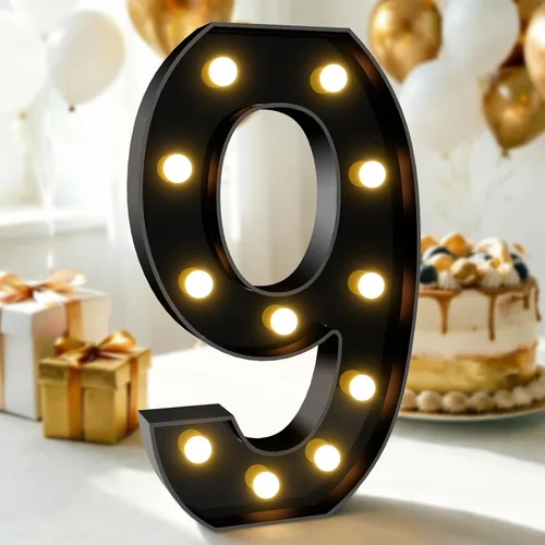 Vista 56 de Pooqla - Números iluminados negros, decoraciones de cumpleaños 50 para hombres Number 50