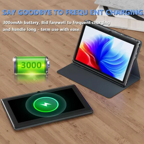 Vista 4 de Tableta con funda de 7 pulgadas Tablet Android 14, 8GB RAM (5GB expandible) 32GB ROM 7" Tabletas Soporta 1TB MicroSD, Batería Larga Dual Cámara