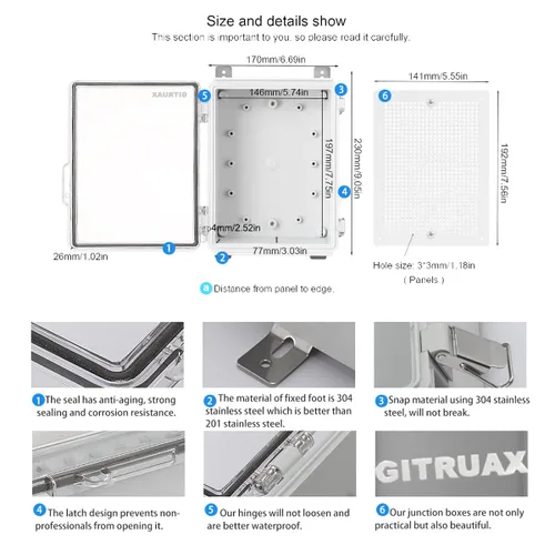 Vista 4 de Caja de conexiones impermeable Caja de conexiones al aire libre ip67 Caja de plástico ABS y Caja de proyectos