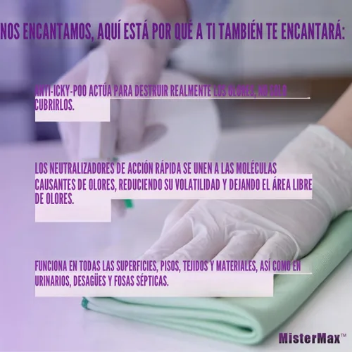 Vista 5 de Mister Max Anti Icky Poo neutralizador de olor sin aroma, 1 galón