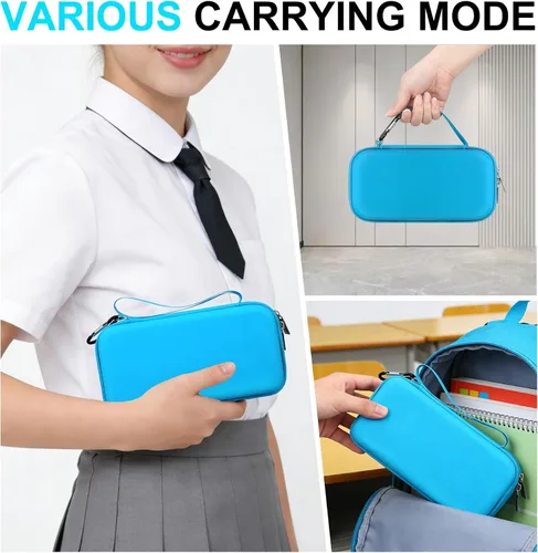 Vista 6 de BOVKE Funda rígida para calculadora de colores Texas Instruments TI-84 Plus CE, TI-84 Plus/TI-83 Plus CE, bolsillo con cremallera adicional para Azul