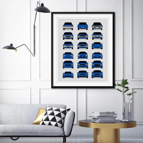 Vista 9 de Custom Car Posters Póster hecho a mano compatible con Dodge Evolution Print Wall Art Décor Best of Dodge Generations, multicolor, 8 x 10 pulgadas