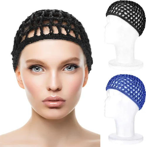 Vista 14 de WLLHYF Gorros de Peluca para Cabello Grueso y Largo, Gorros Ajustables de Red Malla Trenzada para Tejer, Hacer Crochet, Coser, Tejido de Red