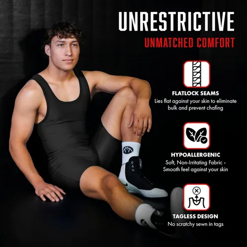 Vista 3 de Matman Edge Wrestling Singlet Hombres Niños Spandex Levantamiento de Pesas Color Sólido