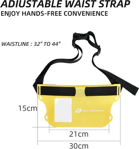 Vista 2 de FGM Bolsa impermeable con correa ajustable para la cintura, bolsa seca de TPU con sensibilidad de pantalla táctil para paddleboard, canotaje, Negro
