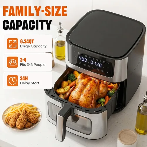 Vista 10 de Air Fryer 6.34 QT, Airfryer with Viewing Window and 8 Presets