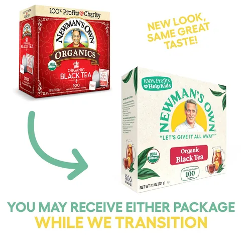 Vista 5 de Newman's Own - Té negro orgánico fuerte y robusto con 100 bolsas de té por caja (paquete de 2) certificado por USDA que contiene cafeína