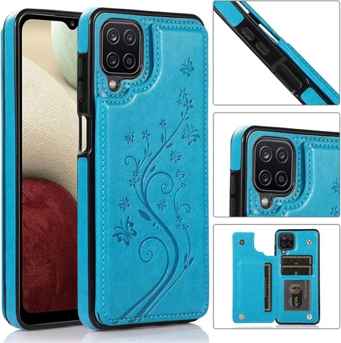 Vista 2 de Asuwish Funda de teléfono para Samsung Galaxy A12 con protector de pantalla de vidrio templado, tarjetero con soporte para tarjetero, soporte