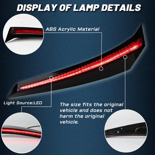 Vista 2 de Lente Roja Faro Antiniebla Trasero LED Luces de Freno y Cola Señal de Destello Secuencial Lámpara 3 en 1 Reemplazo Compatible con Toyota Sienna LE