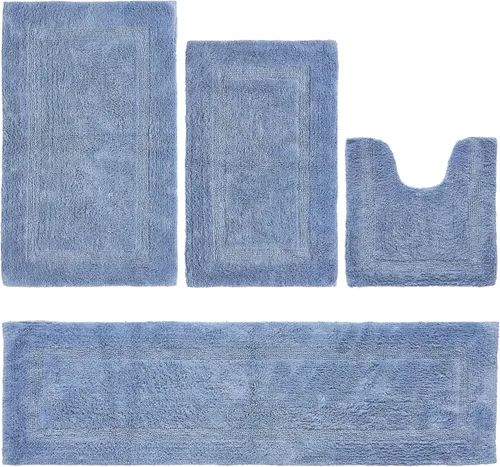 Vista 285 de Better Trends - Juego de 2 alfombras de baño 100% algodón, extra suaves, con borlas, de 17" x 24", alfombra de baño superabsorbente y reversible