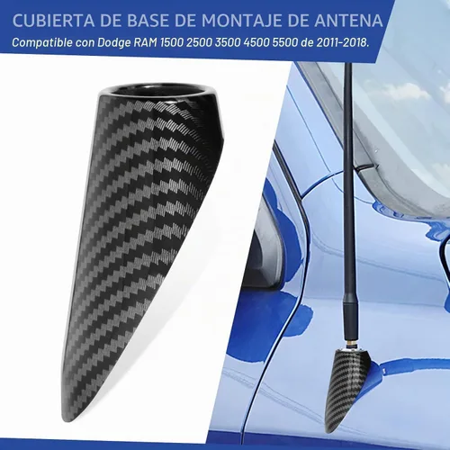 Vista 3 de Funda de Montaje de Antena AM FM Compatible con 2011 2012 2013 2014 2015 2016 2017 2018 Dodge RAM 1500 2500 3500 Accesorios Color Fibra de Carbono