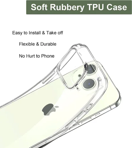 Vista 5 de Unov for iPhone 15 Case, Clear with Design, Slim Fit Good Grip, Embossed Phone Case, Shockproof Protective Cover, Raised Camera Protection, Soft