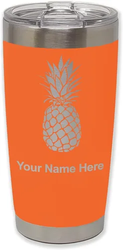Vista 26 de LaserGram Vaso aislado al vacío de 20 onzas, piña, grabado personalizado incluido (negro)