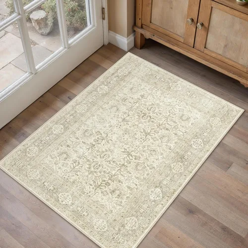 Vista 3 de PureCozy Alfombra de entrada pequeña beige 2x3 vintage tradicional Acento Beige