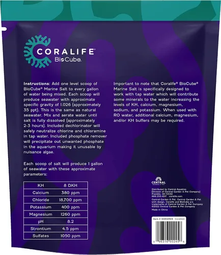Vista 2 de Coralife BioCube - Tanque de peces para acuario de agua salada, 15 galones Sal de acuario para nano acuario, neutraliza el cloro y la cloramina
