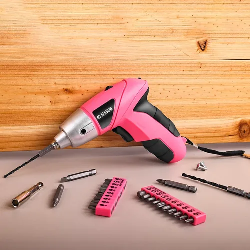 Vista 6 de ELEVON Juego de 27 destornilladores eléctricos rosados, destornillador eléctrico inalámbrico con juego de taladro, pistola de tornillo de mano