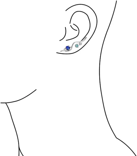Vista 3 de Pendientes de circonita cúbica azul aguamarina para mujer, diseño de zafiro simulado, circonita cúbica, Gema Piedra preciosa Metal, Circonia cúbica