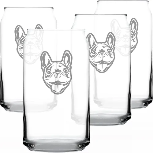 Vista 6 de Happy Frenchie - Vaso de cerveza – Decoración divertida y única con temática de perro bulldog francés y regalos para hombres y mujeres, 16 onzas