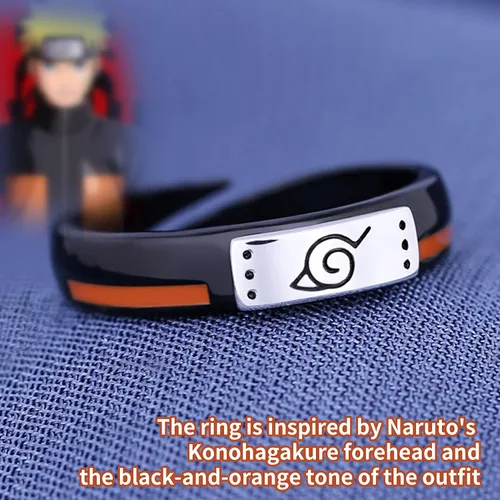 Vista 2 de TWINKANIME Narut Akatsuk Anillos de anime para hombres y mujeres, regalos de joyería de moda, estilo cosplay, ajustable, plata de ley S925, Uzumaki