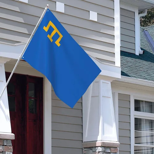 Vista 6 de Bandera del pueblo tártaro de Crimea de 4 x 6 pies, poliéster duradero, divertido cartel decorativo para exteriores, banderas de patio