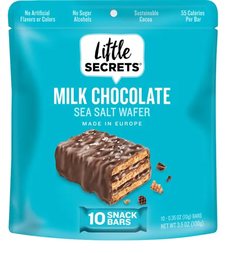 Vista 10 de Little Secrets Obleas Crujientes de Chocolate con Leche 1 Paquete Doble Fabricado en Europa Nada Artificial y Sin Alcoholes de Azúcar Cacao