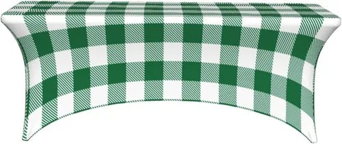 Vista 2 de Buffalo - Mantel rectangular ajustable a cuadros verde y blanco de 6 pies para fiestas, banquetes, festivales, bodas