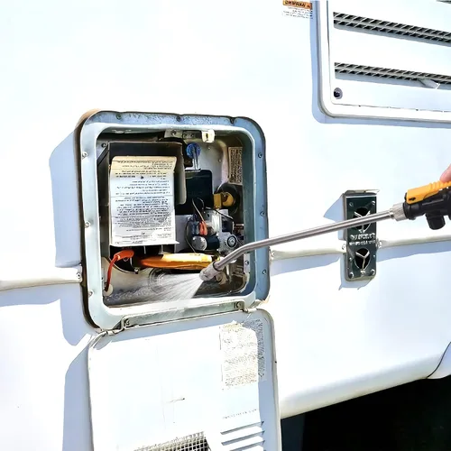 Vista 7 de Enjuagadora de tanque de calentador de agua para RV, tubo de metal, elimina sedimentos y incrustaciones de la parte inferior del calentador de agua