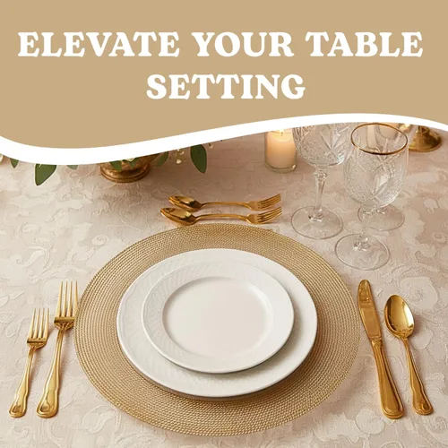 Vista 3 de Bajoplatos de plástico con borde dorado texturizado en cuerda - 13" (Paquete de 4) - Elegantes y duraderos para entretener, cenar y decorar
