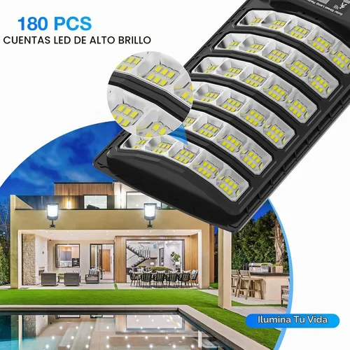 Vista 7 de Farolas solares impermeables para exteriores, luz de inundación gran angular de 320°, luz LED de estacionamiento solar con sensor de movimiento