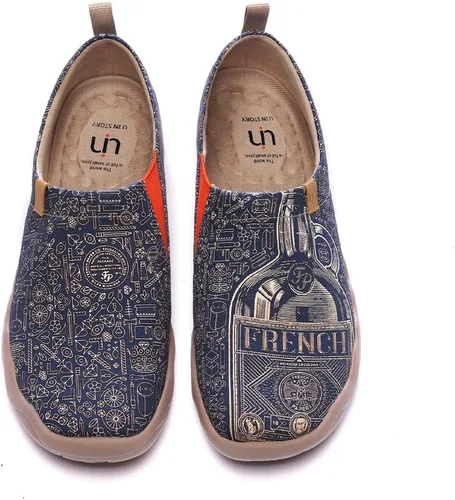 Vista 19 de UIN Zapatos de viaje para caminar para hombre, sin cordones, de lona, informales, ligeros, cómodos y modernos, diseño de perritos felices Ahhhhh