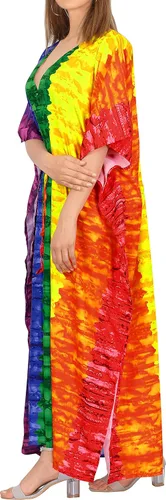 Vista 5 de HAPPY BAY Vestidos largos de playa con abertura de caftán africano para mujer