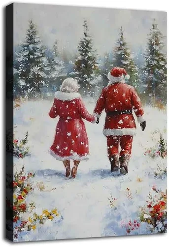 Vista 11 de NTEUMM Póster de lienzo con diseño de reno y abrazo de Papá Noel, arte de pared de Papá Noel, fotos de Navidad, regalo de Navidad, decoración