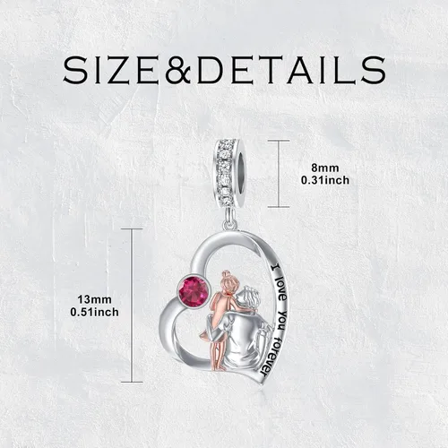 Vista 153 de PROESS Dije para padre, madre e hija, pulsera de plata de ley para pulseras, regalos de cumpleaños, día de San Valentín, para hija, madre, amante