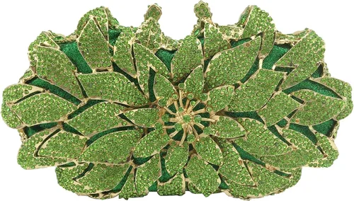 Vista 11 de Boutique De FGG Bolsos de noche con diamantes de imitación de flores para mujer, para fiesta formal, de cristal, bolso de mano de boda, mini Dorado