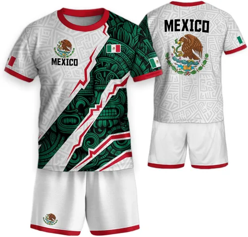 Vista 14 de Camiseta de Fútbol Juvenil de México, Camisetas de Fútbol Mexicanas para Niños, Camisetas de México para Niños, Camiseta de Fútbol Mexicana