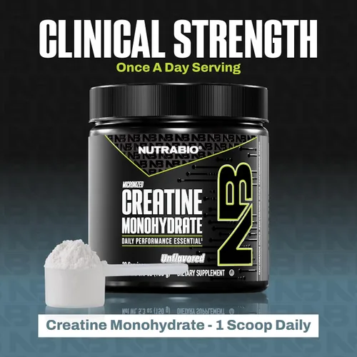 Vista 9 de NutraBio Suplemento en polvo de monohidrato de creatina micronizada pura, sin sabor, (150 g) – Apoya la energía muscular masiva, la recuperación