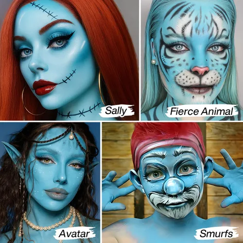 Vista 4 de Pintura facial y corporal azul claro - Base de maquillaje SFX de Halloween