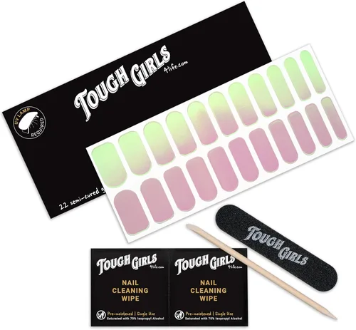 Vista 8 de TOUGH GIRLS 22 tiras de esmalte de uñas de gel semicuradas prémium con accesorios de aplicación (borgoña)