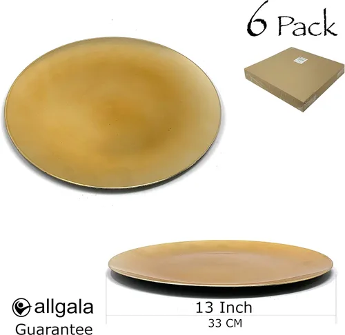 Vista 2 de Allgala Platos Cargadores Redondos de Calidad Resistente - Cargadores Dorados para Platos de Cena - Ideales para Bodas, Fiestas de Acción de Gracias