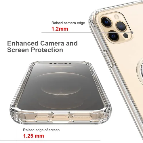 Vista 4 de Funda protectora resistente de cuerpo completo de 360° con protector de pantalla y soporte de anillo para iPhone 12 Pro Max (6.7 pulgadas)