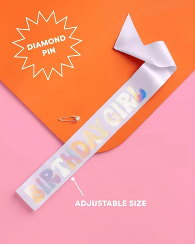 Vista 2 de xo, Fetti Banda de cumpleaños para niña, satén morado + papel de aluminio iridiscente Suministros para fiesta de cumpleaños, decoraciones