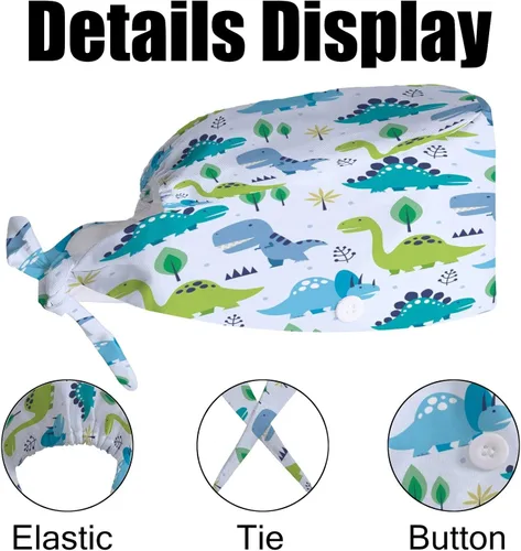 Vista 5 de Adjustable Working Cap with Button Sweatband Large Head Skull Hats Cap Work Hat for Women Men, 1 Piece